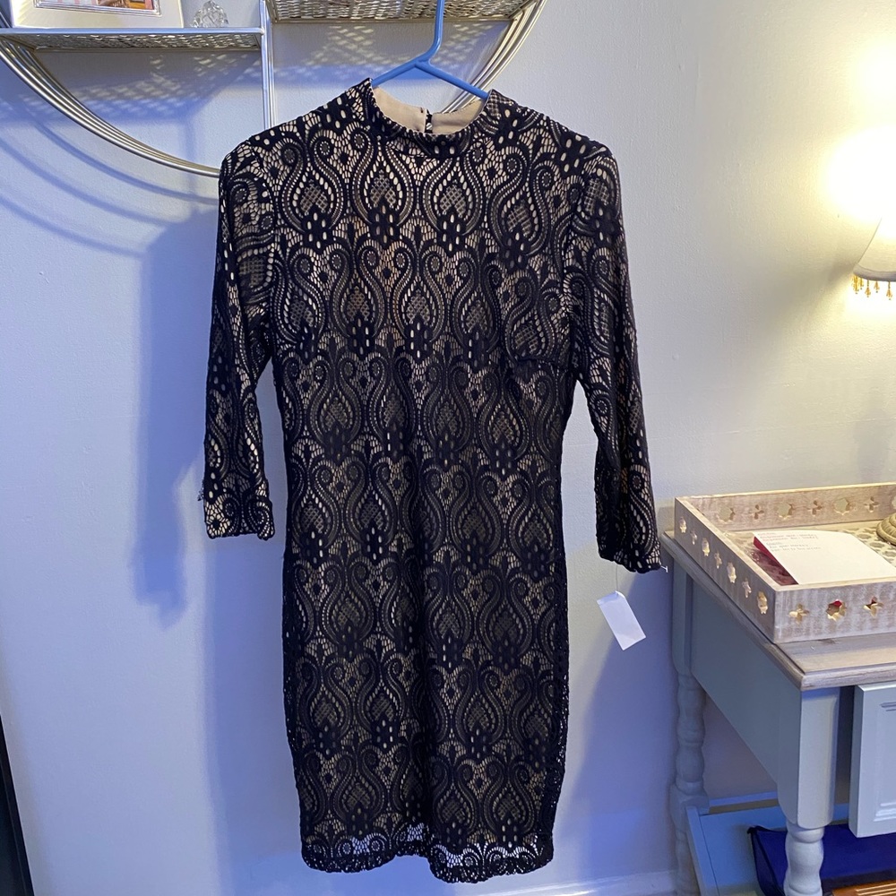 Black and nude lace dress